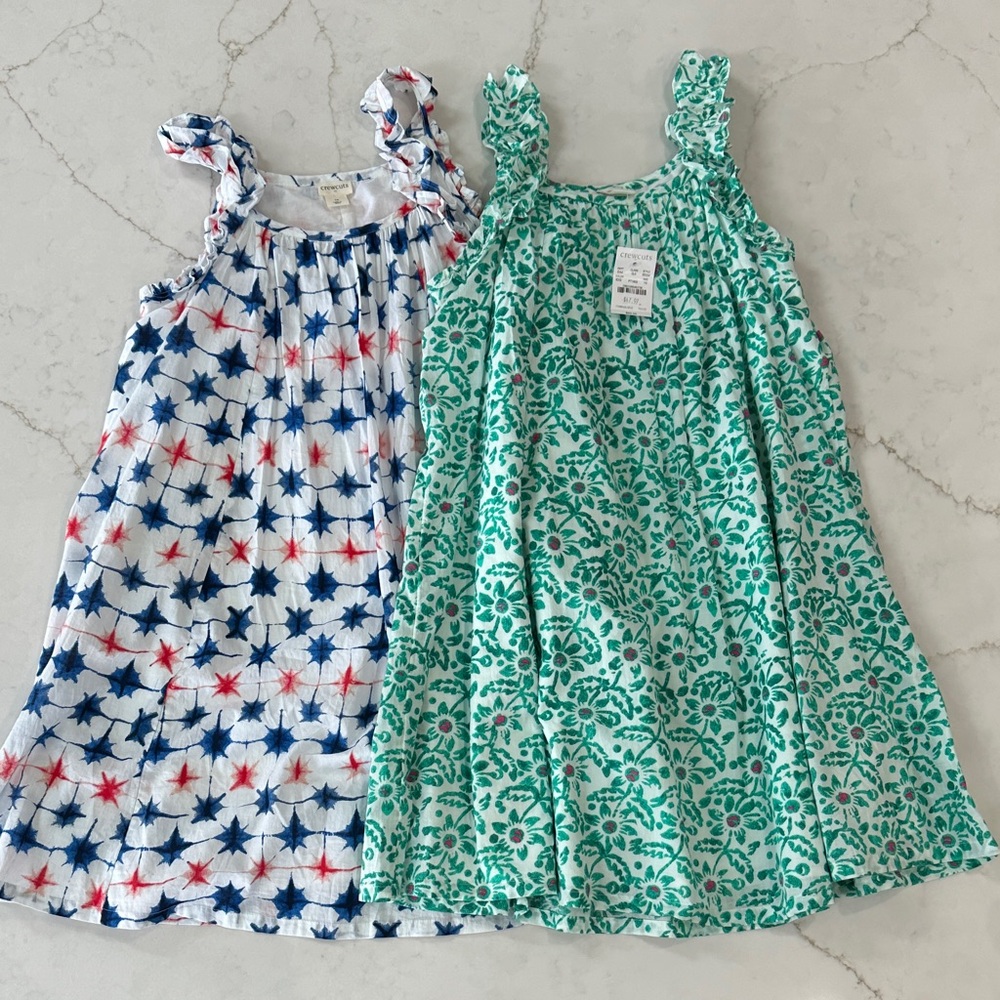 Crewcuts Kids Dresses in Starry Blue and Floral Green